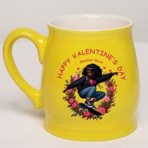 Skater Girl Happy Valentine's Day 15oz. Yellow Spokane Coffee Mug